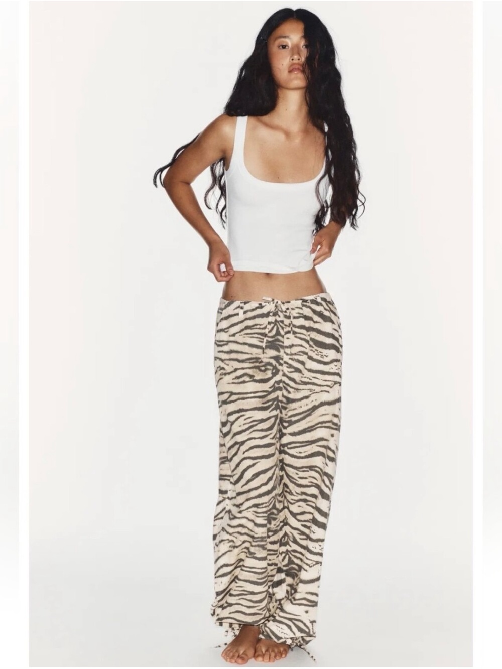 Zara Zebra Print Wide-Leg Pants
